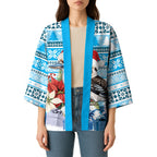 Australia Christmas In July Kimono Kookaburra Santa Blue Color