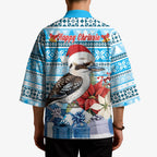 Australia Christmas In July Kimono Kookaburra Santa Blue Color