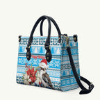 Australia Christmas In July Leather Bag Kookaburra Santa Blue Color