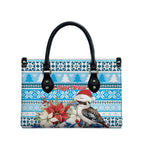 Australia Christmas In July Leather Bag Kookaburra Santa Blue Color