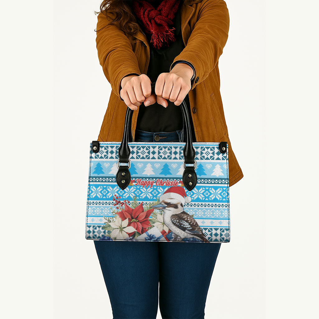 Australia Christmas In July Leather Bag Kookaburra Santa Blue Color