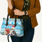 Australia Christmas In July Leather Bag Kookaburra Santa Blue Color