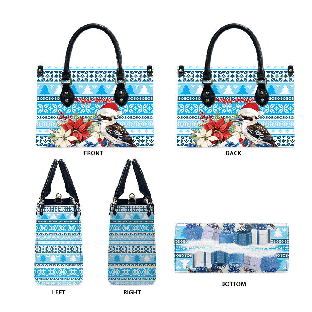 Australia Christmas In July Leather Bag Kookaburra Santa Blue Color