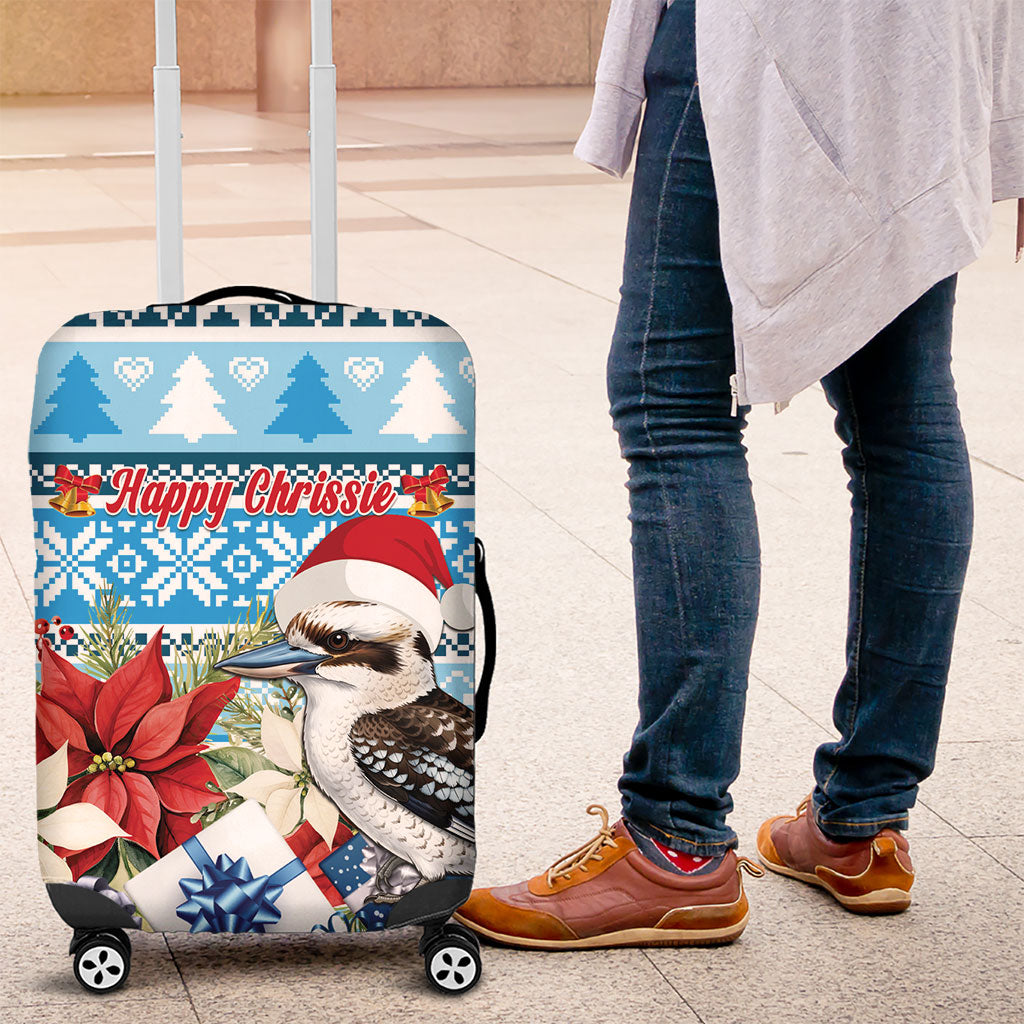 Australia Christmas In July Luggage Cover Kookaburra Santa Blue Color