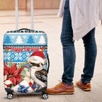 Australia Christmas In July Luggage Cover Kookaburra Santa Blue Color