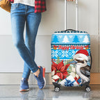 Australia Christmas In July Luggage Cover Kookaburra Santa Blue Color