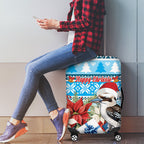 Australia Christmas In July Luggage Cover Kookaburra Santa Blue Color