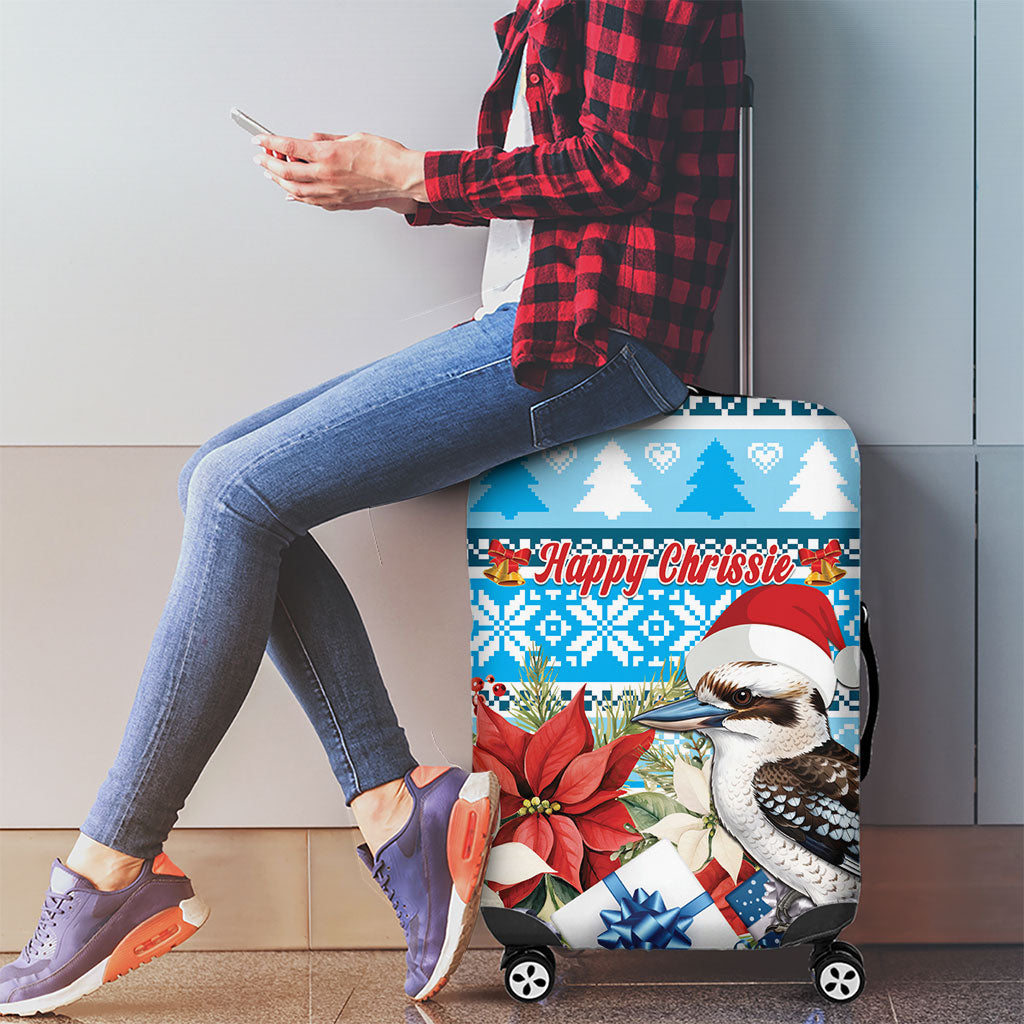 Australia Christmas In July Luggage Cover Kookaburra Santa Blue Color