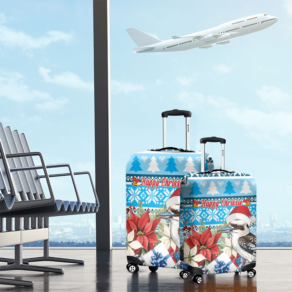 Australia Christmas In July Luggage Cover Kookaburra Santa Blue Color