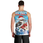 Australia Christmas In July Men Tank Top Kookaburra Santa Blue Color