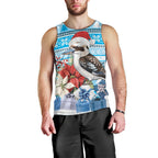 Australia Christmas In July Men Tank Top Kookaburra Santa Blue Color