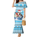 Australia Christmas In July Mermaid Dress Kookaburra Santa Blue Color