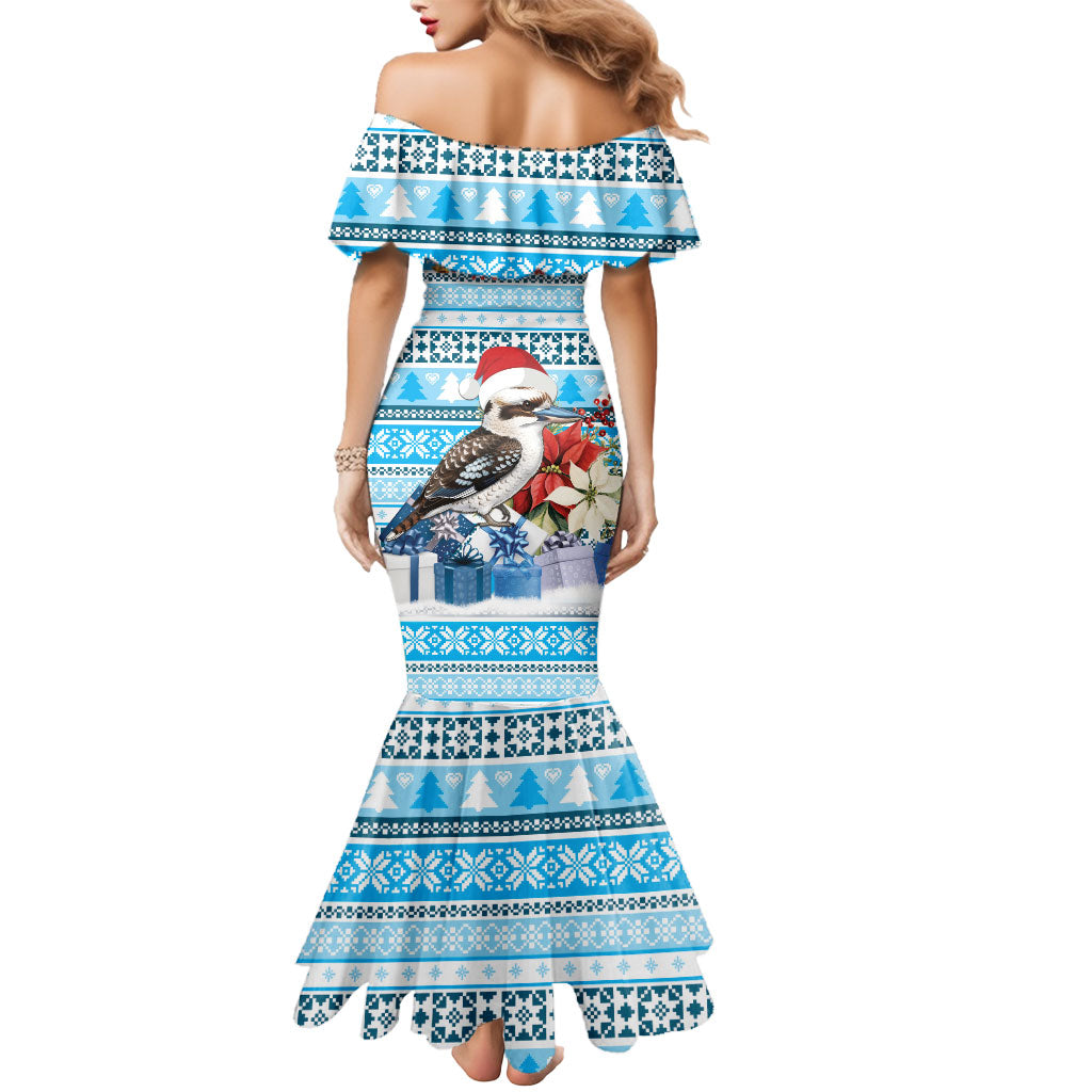 Australia Christmas In July Mermaid Dress Kookaburra Santa Blue Color