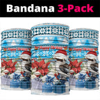 Australia Christmas In July Neck Gaiter Kookaburra Santa Blue Color