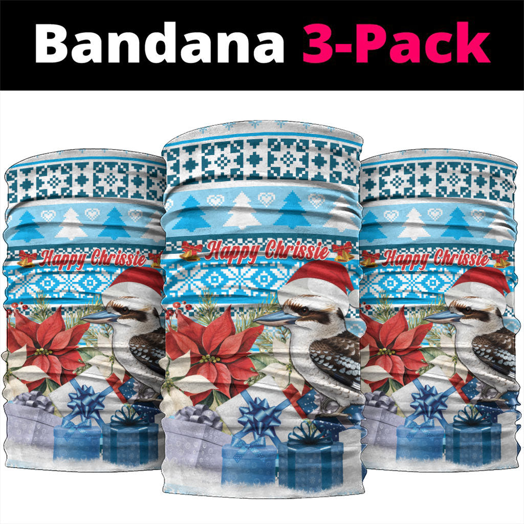 Australia Christmas In July Neck Gaiter Kookaburra Santa Blue Color