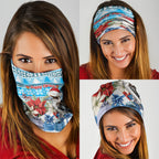 Australia Christmas In July Neck Gaiter Kookaburra Santa Blue Color