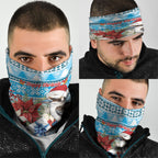 Australia Christmas In July Neck Gaiter Kookaburra Santa Blue Color
