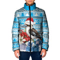 Australia Christmas In July Padded Jacket Kookaburra Santa Blue Color