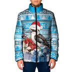 Australia Christmas In July Padded Jacket Kookaburra Santa Blue Color