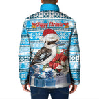 Australia Christmas In July Padded Jacket Kookaburra Santa Blue Color