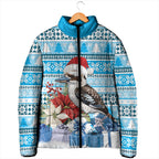 Australia Christmas In July Padded Jacket Kookaburra Santa Blue Color