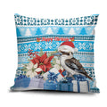 Australia Christmas In July Pillow Cover Kookaburra Santa Blue Color