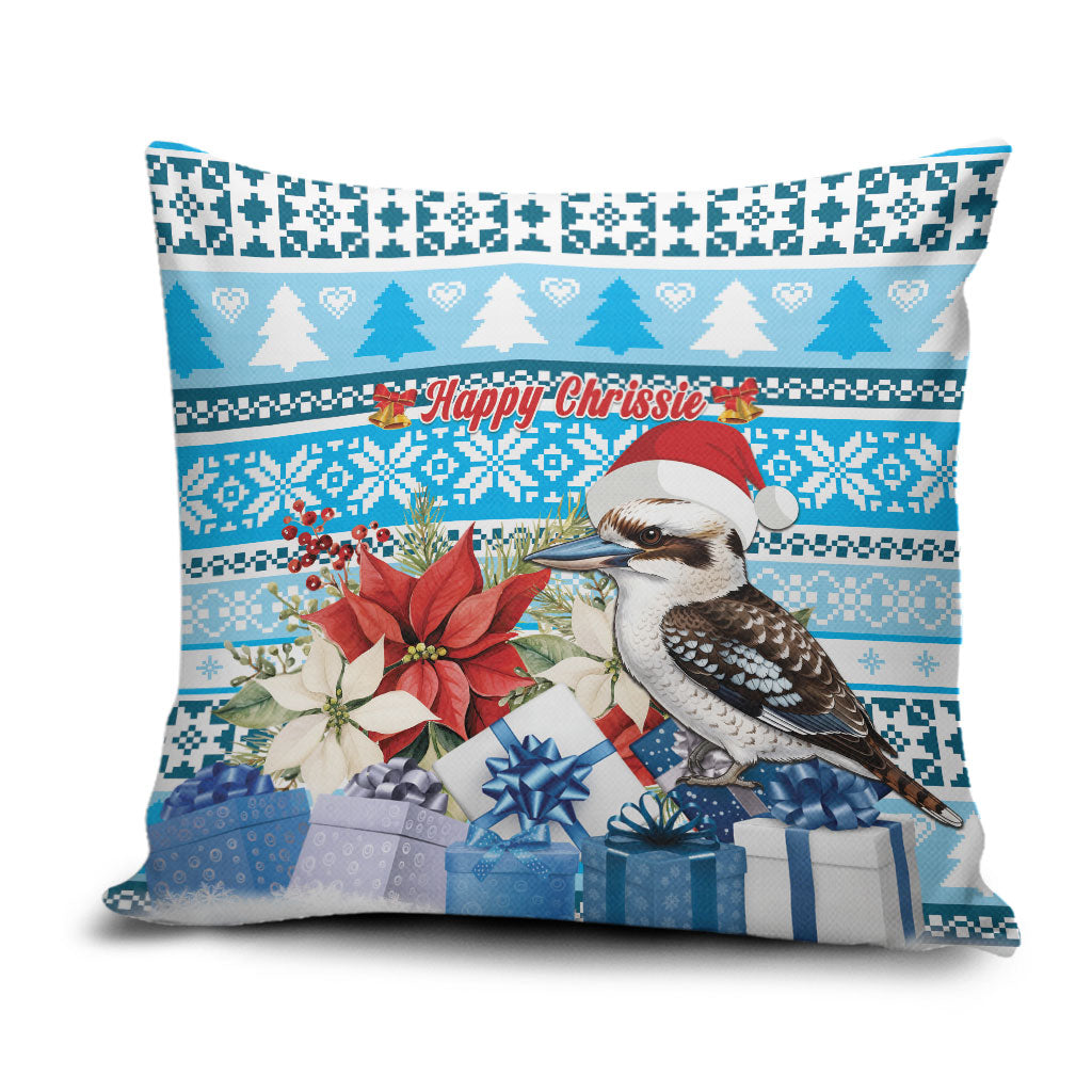 Australia Christmas In July Pillow Cover Kookaburra Santa Blue Color