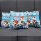 Australia Christmas In July Pillow Cover Kookaburra Santa Blue Color