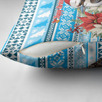 Australia Christmas In July Pillow Cover Kookaburra Santa Blue Color