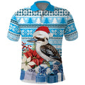 Australia Christmas In July Polo Shirt Kookaburra Santa Blue Color