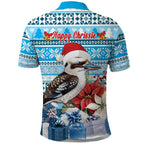 Australia Christmas In July Polo Shirt Kookaburra Santa Blue Color