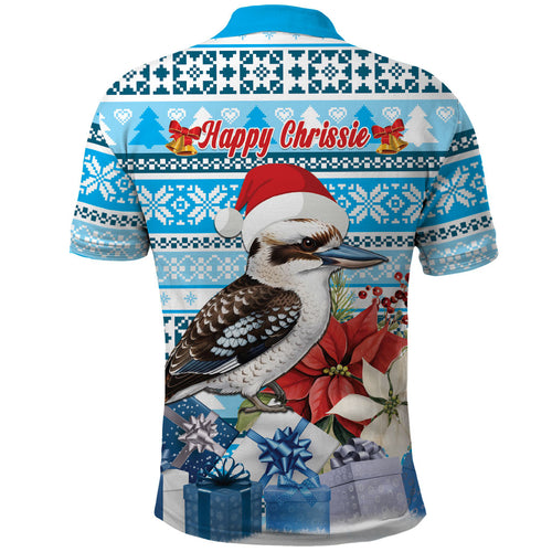 Australia Christmas In July Polo Shirt Kookaburra Santa Blue Color