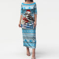 Australia Christmas In July Puletasi Kookaburra Santa Blue Color