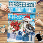 Australia Christmas In July Puzzle Kookaburra Santa Blue Color