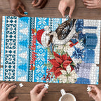 Australia Christmas In July Puzzle Kookaburra Santa Blue Color