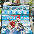 Australia Christmas In July Quilt Kookaburra Santa Blue Color
