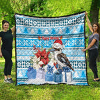 Australia Christmas In July Quilt Kookaburra Santa Blue Color