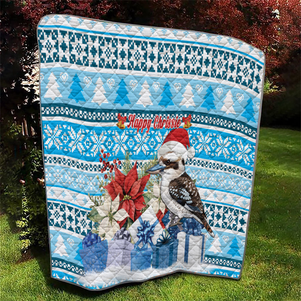 Australia Christmas In July Quilt Kookaburra Santa Blue Color