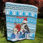 Australia Christmas In July Quilt Kookaburra Santa Blue Color