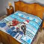 Australia Christmas In July Quilt Kookaburra Santa Blue Color