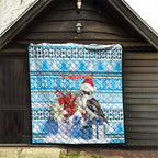 Australia Christmas In July Quilt Kookaburra Santa Blue Color