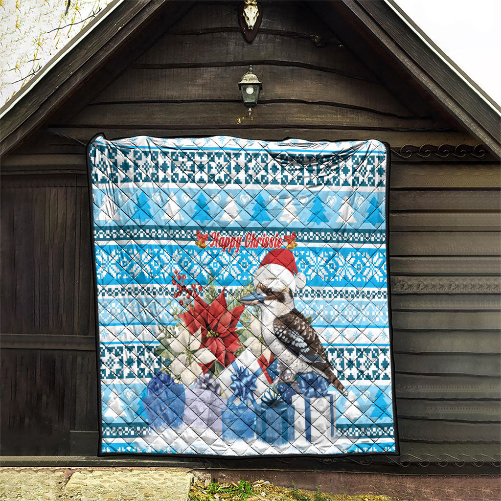 Australia Christmas In July Quilt Kookaburra Santa Blue Color