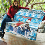 Australia Christmas In July Quilt Kookaburra Santa Blue Color