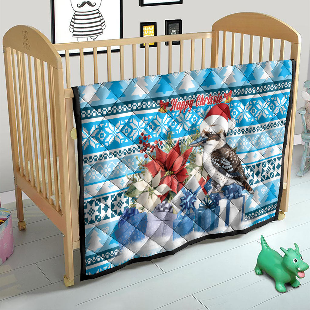 Australia Christmas In July Quilt Kookaburra Santa Blue Color