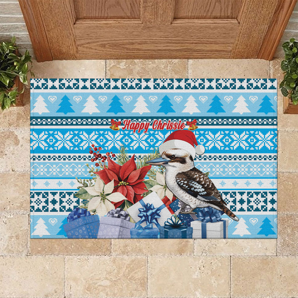 Australia Christmas In July Rubber Doormat Kookaburra Santa Blue Color