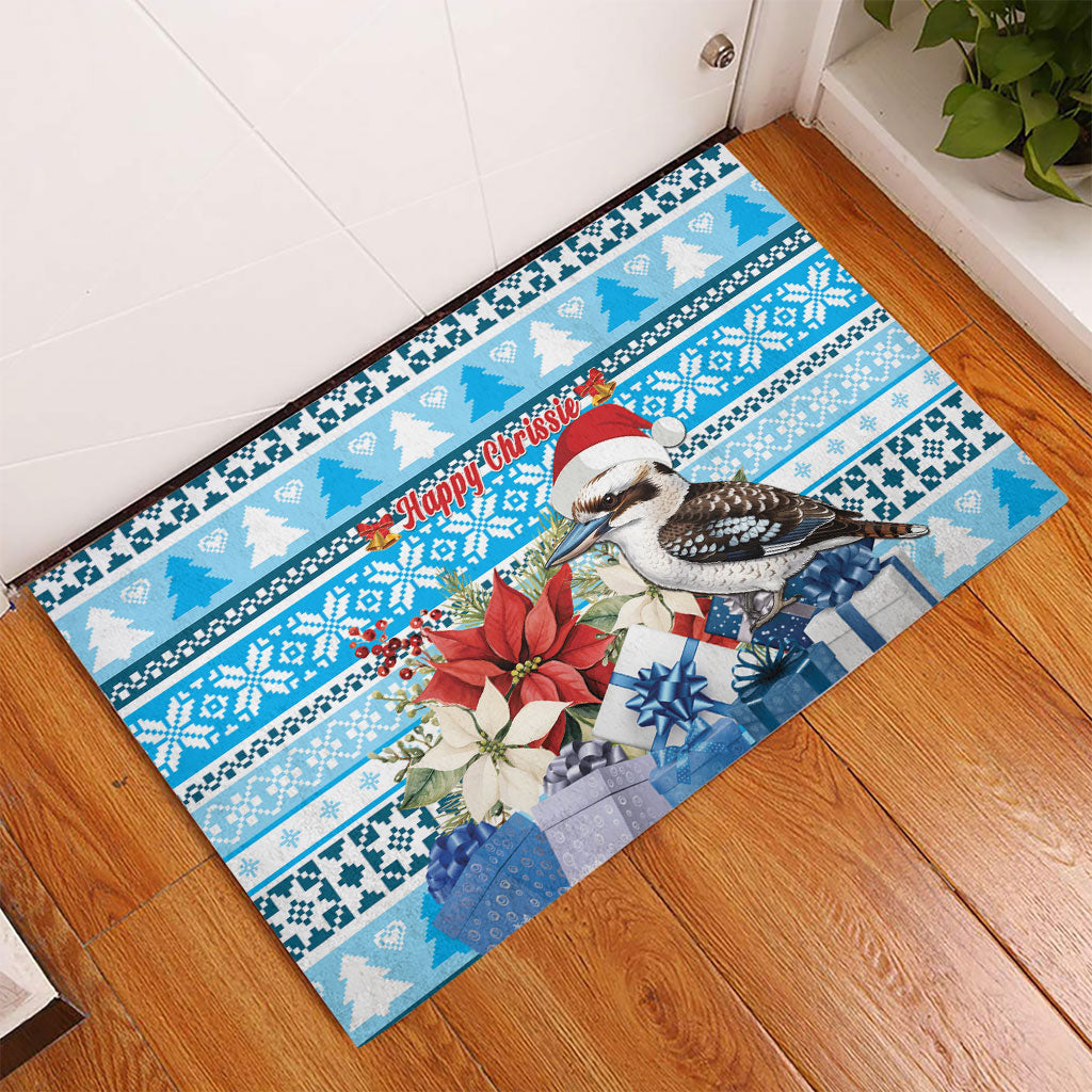 Australia Christmas In July Rubber Doormat Kookaburra Santa Blue Color