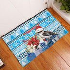 Australia Christmas In July Rubber Doormat Kookaburra Santa Blue Color