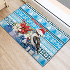 Australia Christmas In July Rubber Doormat Kookaburra Santa Blue Color