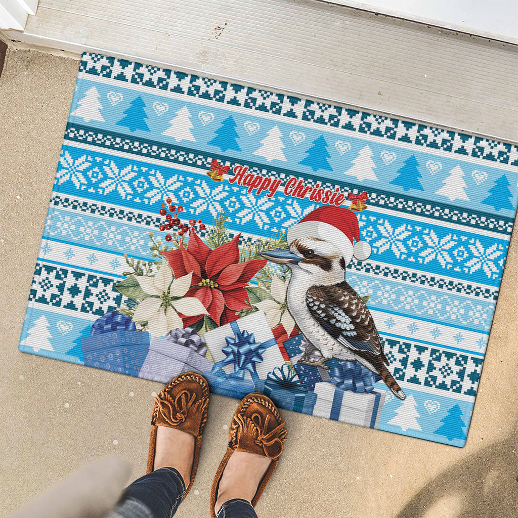 Australia Christmas In July Rubber Doormat Kookaburra Santa Blue Color