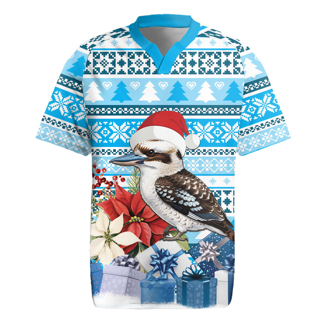 Australia Christmas In July Rugby Jersey Kookaburra Santa Blue Color